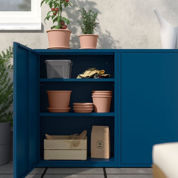 SUNDSÖ Rangement, bleu foncé extérieur/intérieur, 60x35x86 cm