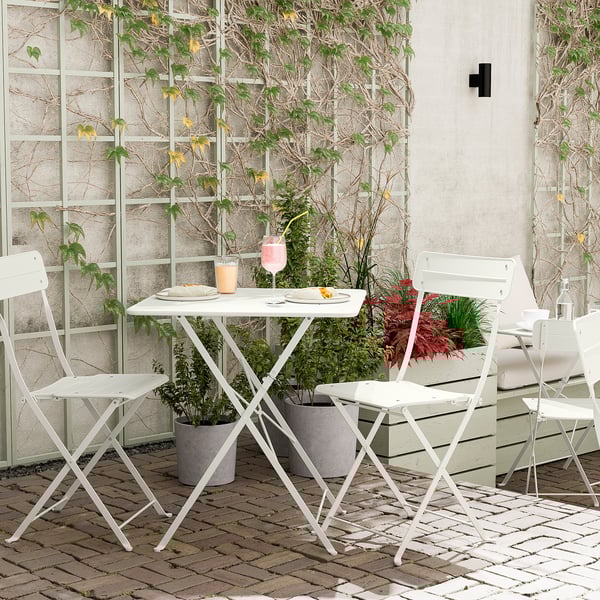 SUNDSÖ Table, blanc cassé extérieur, 65x65 cm