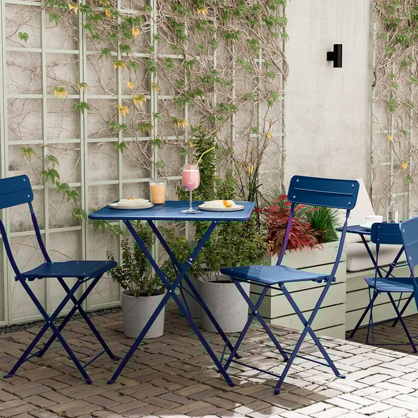 SUNDSÖ Table, bleu foncé extérieur, 65x65 cm