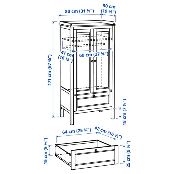 SUNDVIK Armoire, gris, 80x50x171 cm