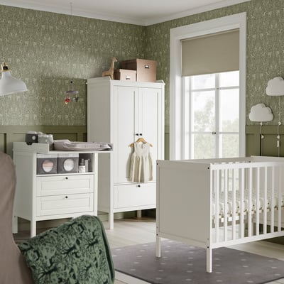 SUNDVIK Lot de 3 meubles chambre bébé, blanc, 60x120 cm