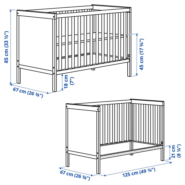 SUNDVIK Meuble chambre bébé, lot de 2, blanc, 60x120 cm