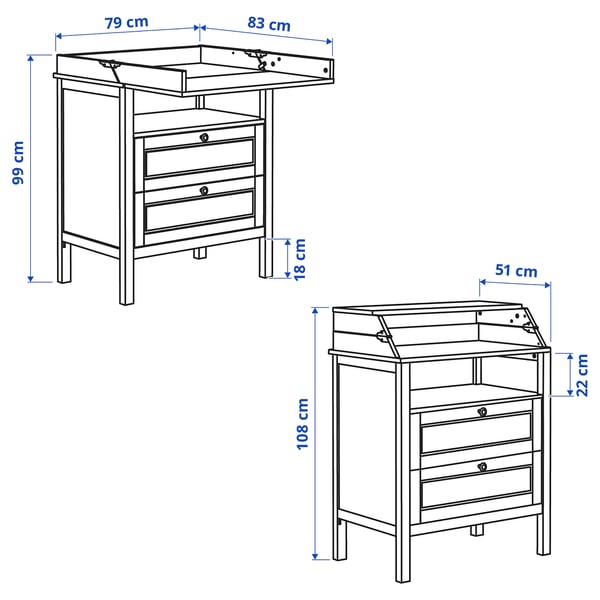 SUNDVIK Table à langer/commode, blanc