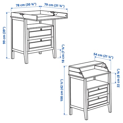 SUNDVIK Table à langer/commode, blanc