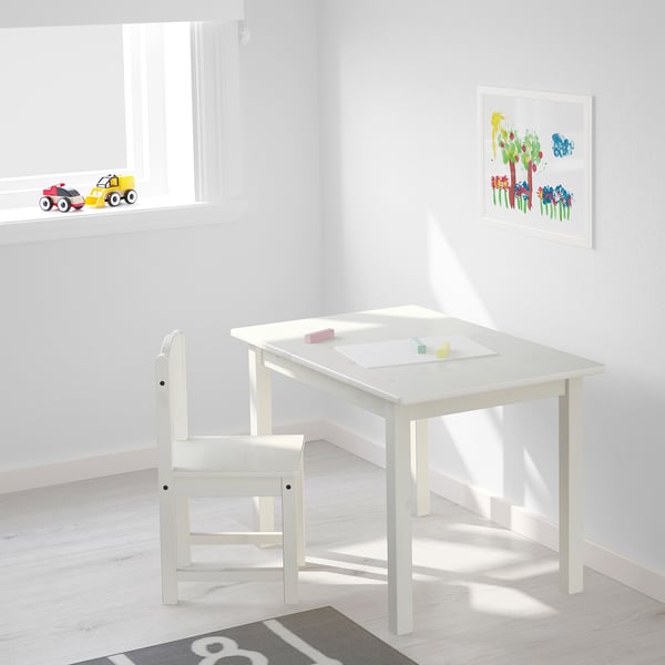 SUNDVIK Table enfant, blanc, 76x50 cm
