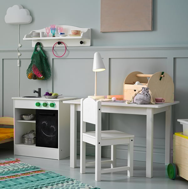 SUNDVIK Table enfant, blanc, 76x50 cm