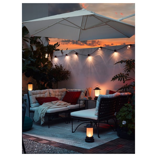 SVARTRÅ Guirlande lumineuse à LED 12 amp, noir/extérieur