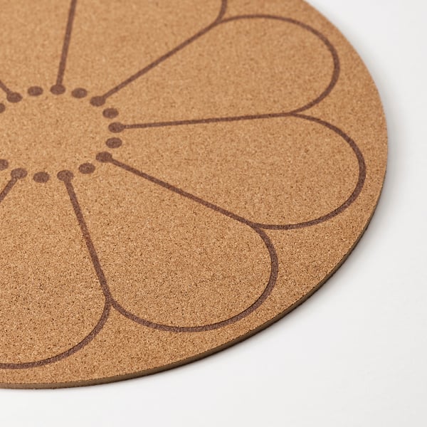 SVARTVIDE Set de table, liège/à motifs fleur, 35 cm