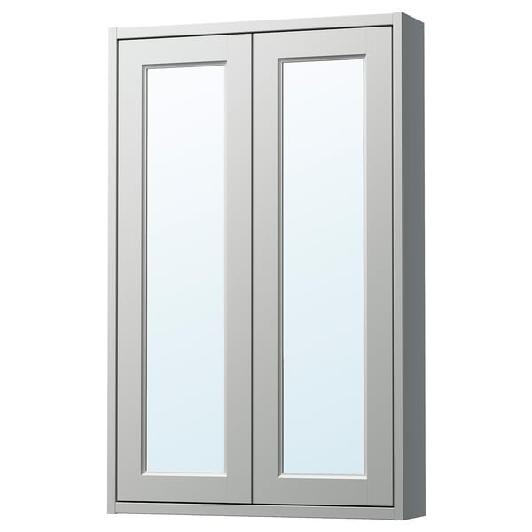 TÄNNFORSEN Meuble à miroir avec portes, gris clair, 60x15x95 cm