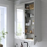 TÄNNFORSEN Meuble à miroir avec portes, gris clair, 80x15x95 cm