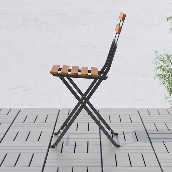 TÄRNÖ Chaise, extérieur, pliable noir/teinté brun clair