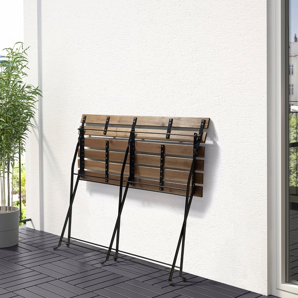 TÄRNÖ Table+2 chaises+banc, ext, teinté noir/brun clair/Kuddarna beige