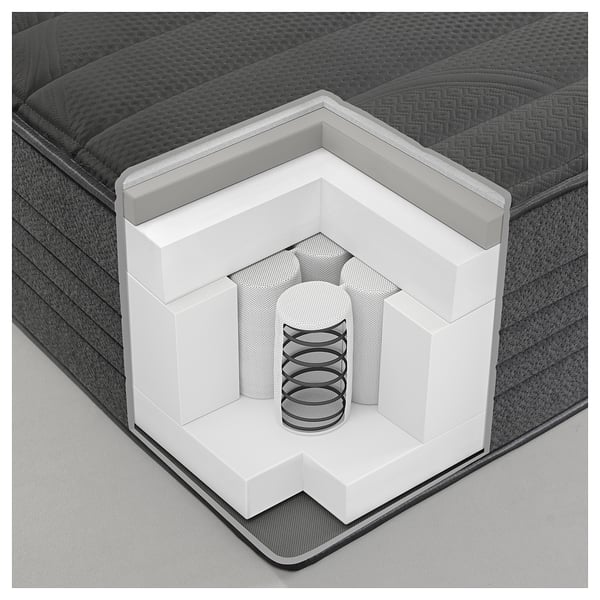 TALLMYRTEN Matelas hybride, mi-ferme/noir, 160x200 cm