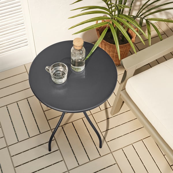 TÅNEBRO Table d'appoint, intérieur/extérieur/anthracite, 46 cm