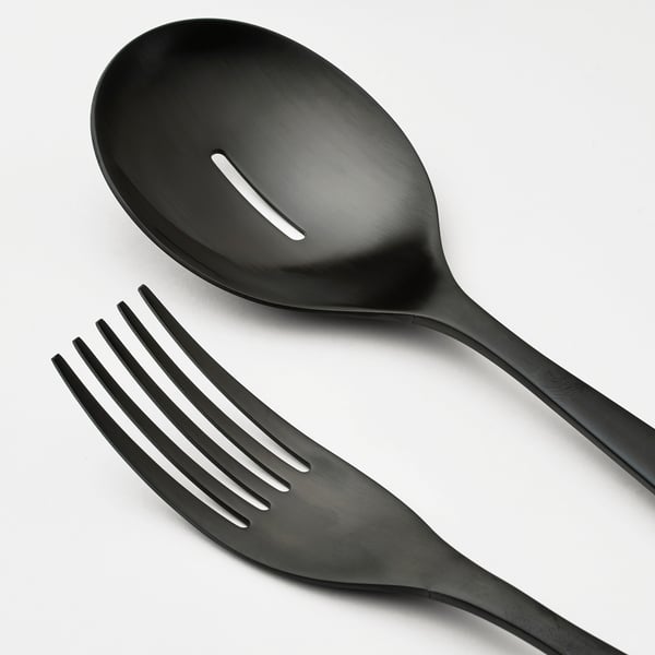 TILLAGD Couverts de service, 2 pièces, noir, 24 cm