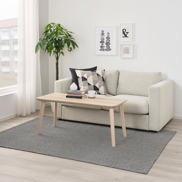 TIPHEDE Tapis tissé à plat, noir/naturel, 155x220 cm