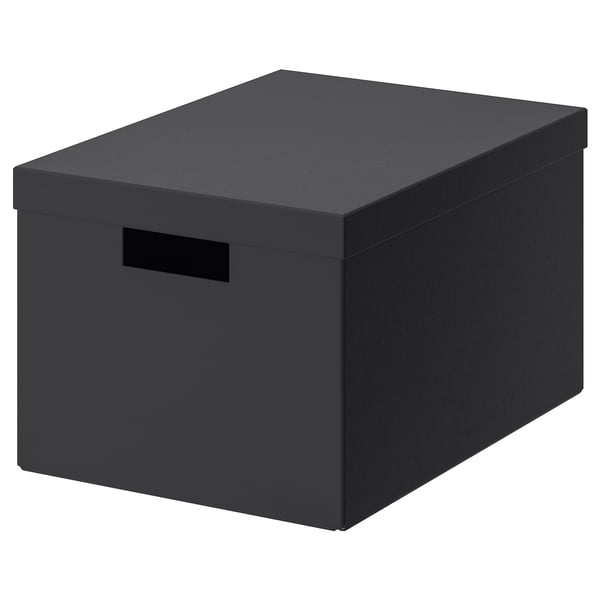 TJENA Boîte de rangement avec couvercle, noir, 25x35x20 cm