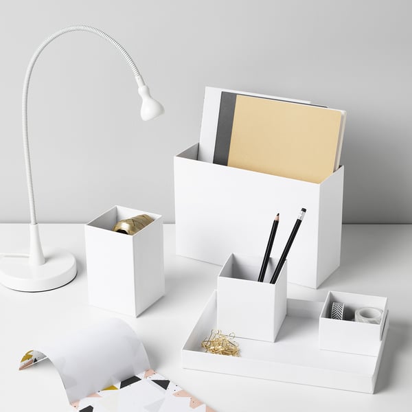 TJENA Organiseur bureau, blanc, 18x17 cm