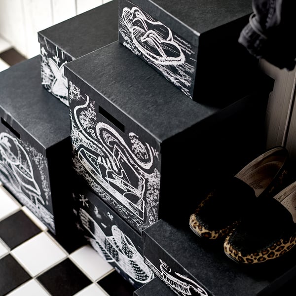 TJENA Boîte de rangement avec couvercle - noir - IKEA