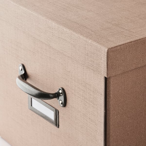TJOG Boîte de rangement avec couvercle, beige foncé, 35x56x30 cm