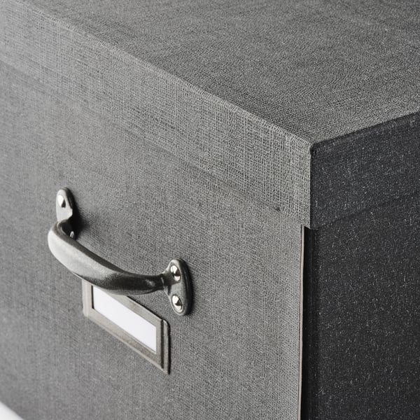 TJOG Boîte de rangement avec couvercle, gris foncé, 35x56x30 cm