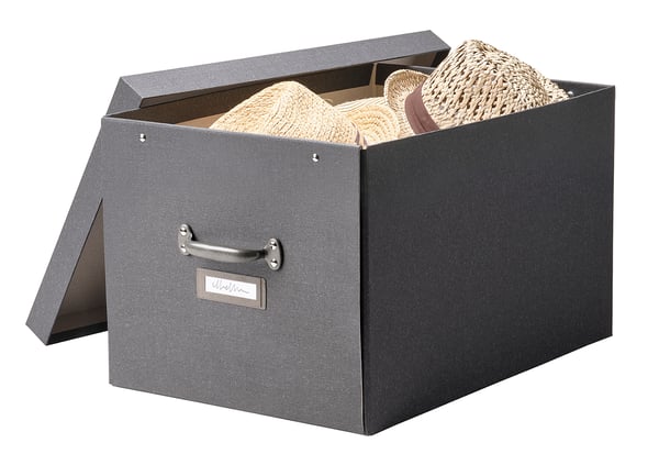 TJOG Boîte de rangement avec couvercle, gris foncé, 35x56x30 cm