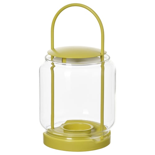 TOFSAND Lanterne bougies ch-plat, int/ext, jaune, 21 cm