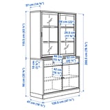 TONSTAD Combinaison rgt av portes vitr coul, brun placage chêne teinte/verre transparent, 121x47x201 cm