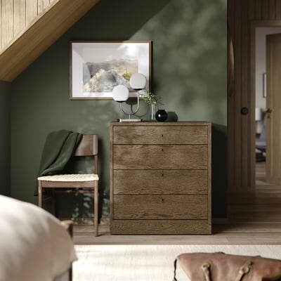 TONSTAD Commode 4 tiroirs, brun placage chêne teinte, 82x47x90 cm