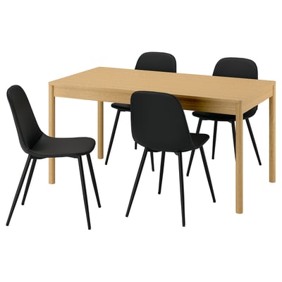 TONSTAD / NORDMANSSKÄR Table et 4 chaises, plaqué chêne/Bomstad noir noir, 150x80 cm