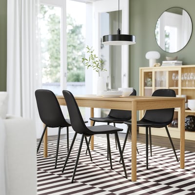 TONSTAD / NORDMANSSKÄR Table et 4 chaises, plaqué chêne/Bomstad noir noir, 150x80 cm
