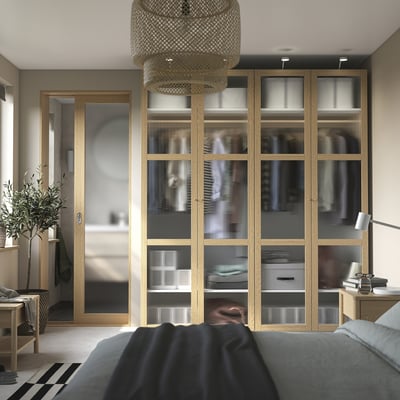TONSTAD Porte, chêne/plaqué verre, 50x229 cm