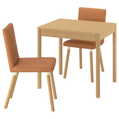 TONSTAD / TONSTAD Table et 2 chaises, plaqué chêne/Brun doré Bomstad motif chêne, 80/120x70 cm
