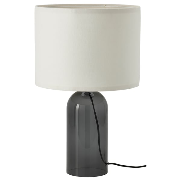 TONVIS Lampe de table, fumé verre/blanc, 52 cm