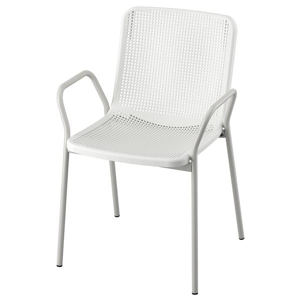 TORPARÖ Chaise à accoudoirs, int/extérieur, blanc/gris