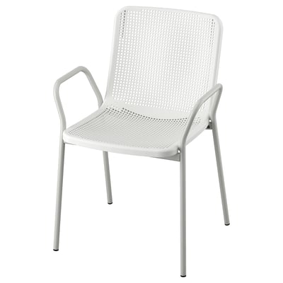 TORPARÖ Chaise à accoudoirs, int/extérieur, blanc/gris