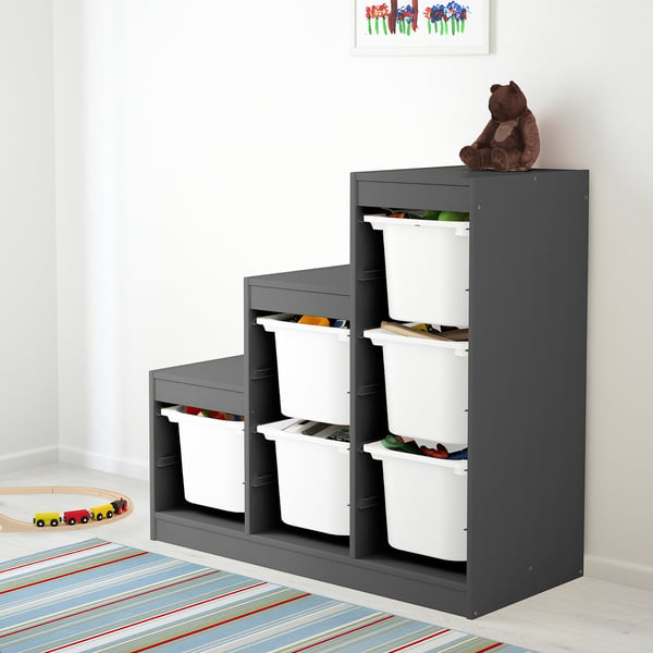 TROFAST Combinaison de rangement, gris/blanc, 99x44x94 cm