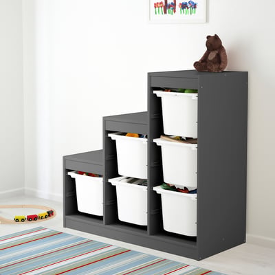 TROFAST Combinaison de rangement, gris/blanc, 99x44x94 cm
