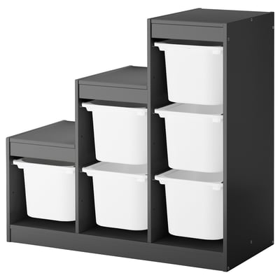 TROFAST Combinaison de rangement, gris/blanc, 99x44x94 cm
