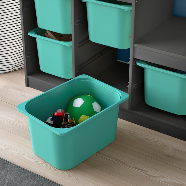 TROFAST Combinaison de rangement, gris/turquoise, 99x44x94 cm