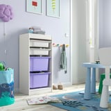 TROFAST Combinaison structure + bacs, blanc blanc/mauve, 46x30x94 cm