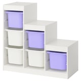 TROFAST Combinaison structure + bacs, blanc blanc/mauve, 99x44x94 cm