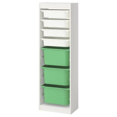 TROFAST Combinaison structure + bacs, blanc blanc/vert vif, 46x30x145 cm