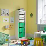 TROFAST Combinaison structure + bacs, blanc blanc/vert vif, 46x30x145 cm