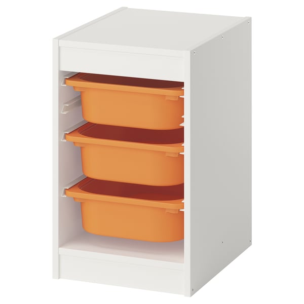 TROFAST Combinaison structure + bacs, blanc/orange clair, 34x44x56 cm