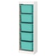 TROFAST Combinaison structure + bacs, blanc/turquoise, 46x30x145 cm