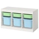 TROFAST Combinaison structure + bacs, blanc vert clair/bleu clair, 99x44x56 cm