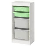 TROFAST Combinaison structure + bacs, blanc vert clair/gris, 46x30x94 cm