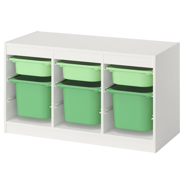 TROFAST Combinaison structure + bacs, blanc vert clair/vert vif, 99x44x56 cm