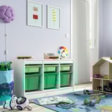 TROFAST Combinaison structure + bacs, blanc vert clair/vert vif, 99x44x56 cm